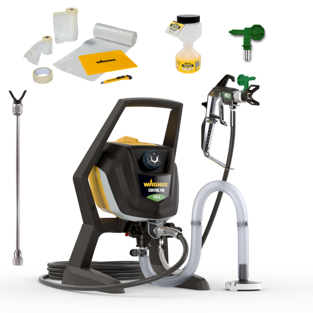 Wagner Airless HEA Control Pro 250 R + Verl&auml;ngerung + D&uuml;se 413 + TipClean + Abdeck-Set