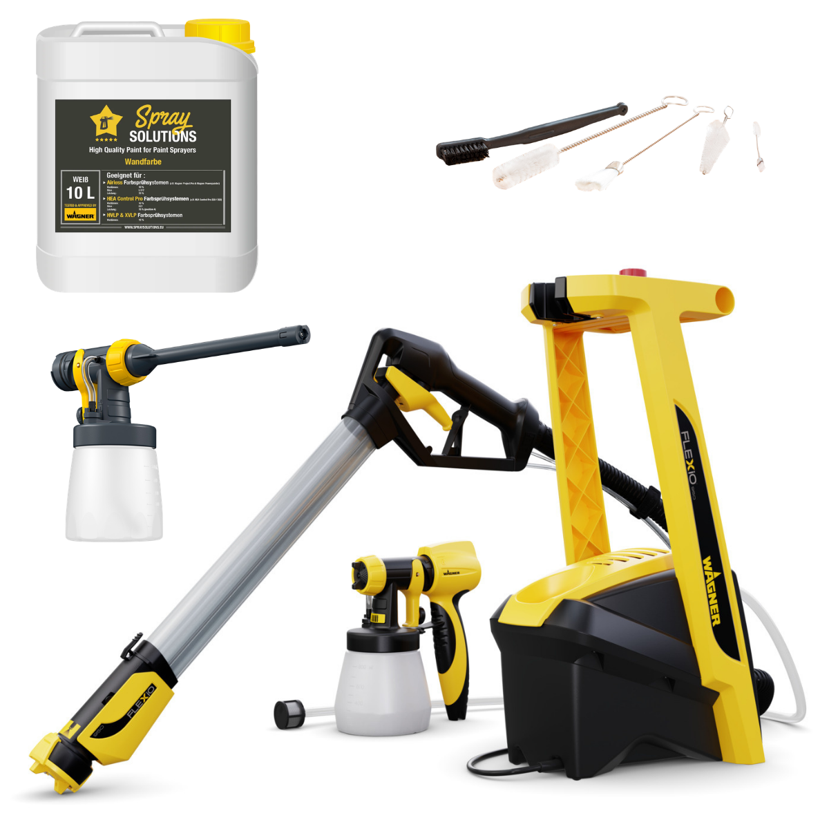 Wagner Universal Sprayer W 950 FLEXiO + Aufsatz Corner&Reach + 10l Wandfarbe wei&szlig;